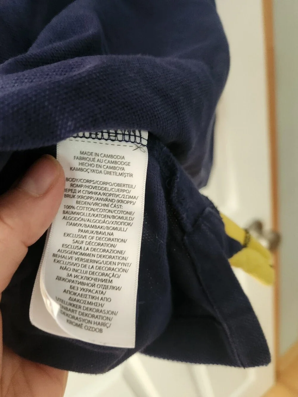 Ralph Lauren Navy Polo with Yellow Diagonal Stripe, XL